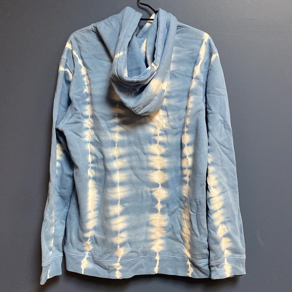 NWT PACSUN SIZE  MEDIUM MENS HOODED SWEATSHIRT BLUE WHITE TIE DUE DESIGN UNISEX - Picture 10 of 10